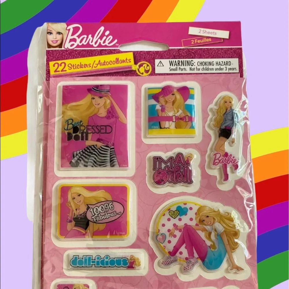 Barbie Doll Puffy Stickers Set of 22 Retro 90s Mattel SEALED NEW NOS Puff 2012
